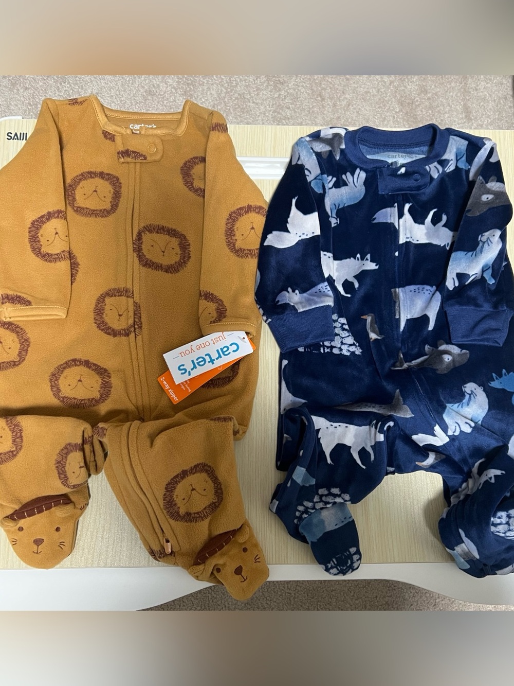 Carter's Baby Boy Fleece Footie Pajamas Set Lion Polar Bear 6 Months NWT